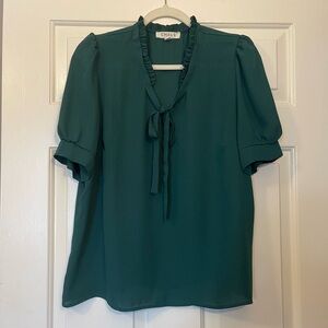 Chaus Women's Green Ruffle Blouse